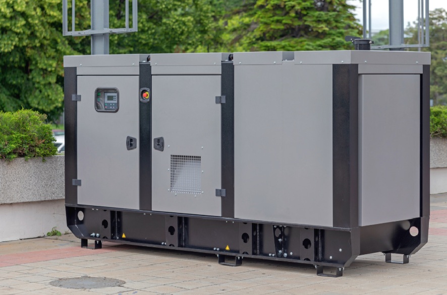 Large commercial standby generator unit outdoors