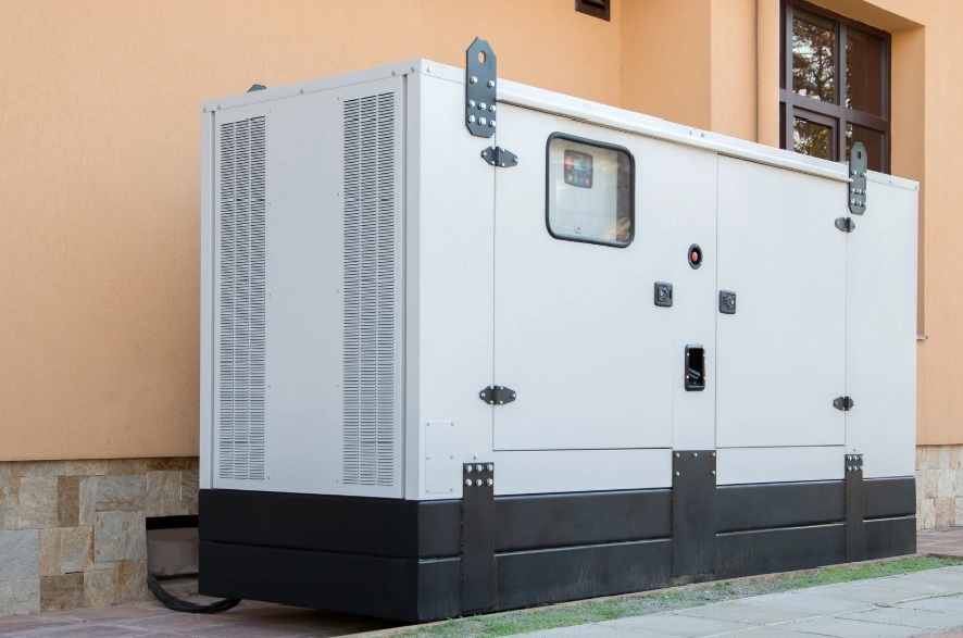 Standby generator unit installed outside a building