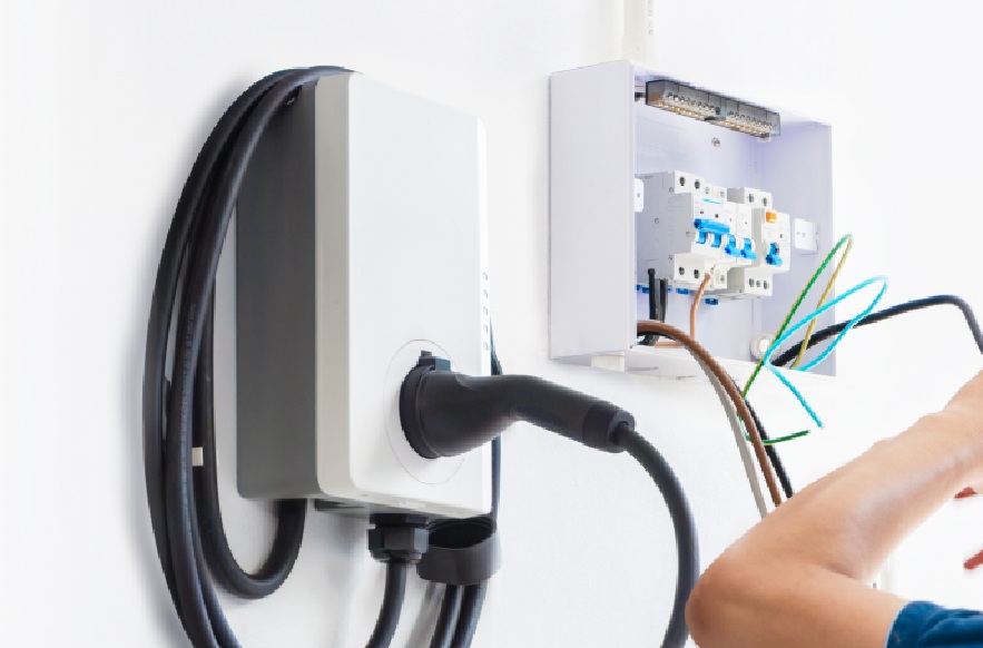 Copper Creek Electric, Goodlettsville - wall-mounted EV charger wired to a home electrical panel